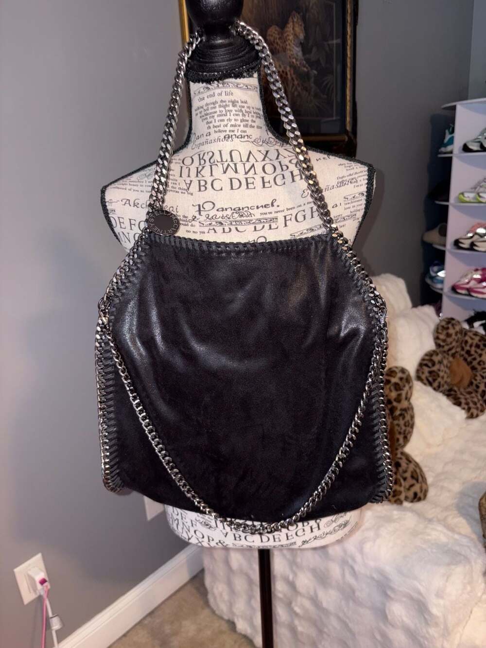 Stella McCartney Falabella Black Shaggy Deer  Tote Bag